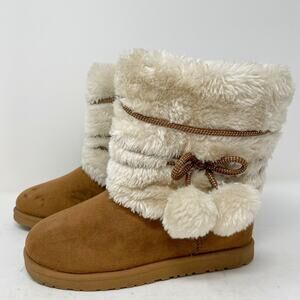 Arizona Faux Suede Kosey Zip Booties Youth 2 Tan Faux Fleece